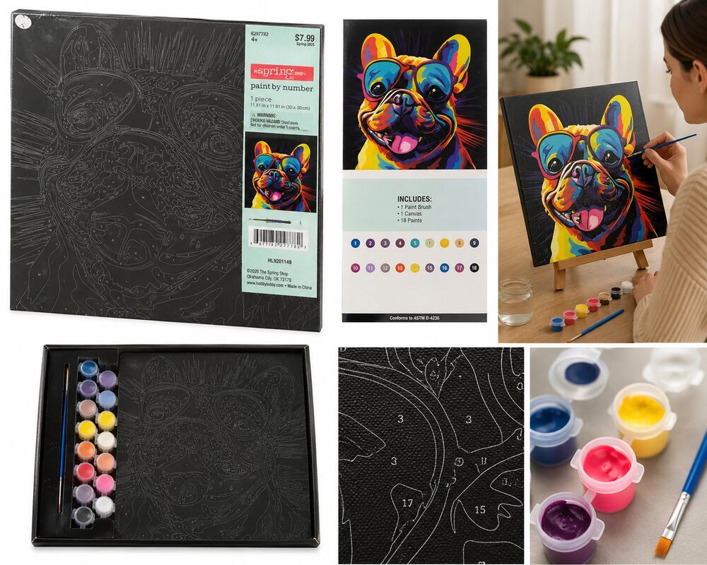 Paint by Number French Bulldog Canvas Kit – New Sealed